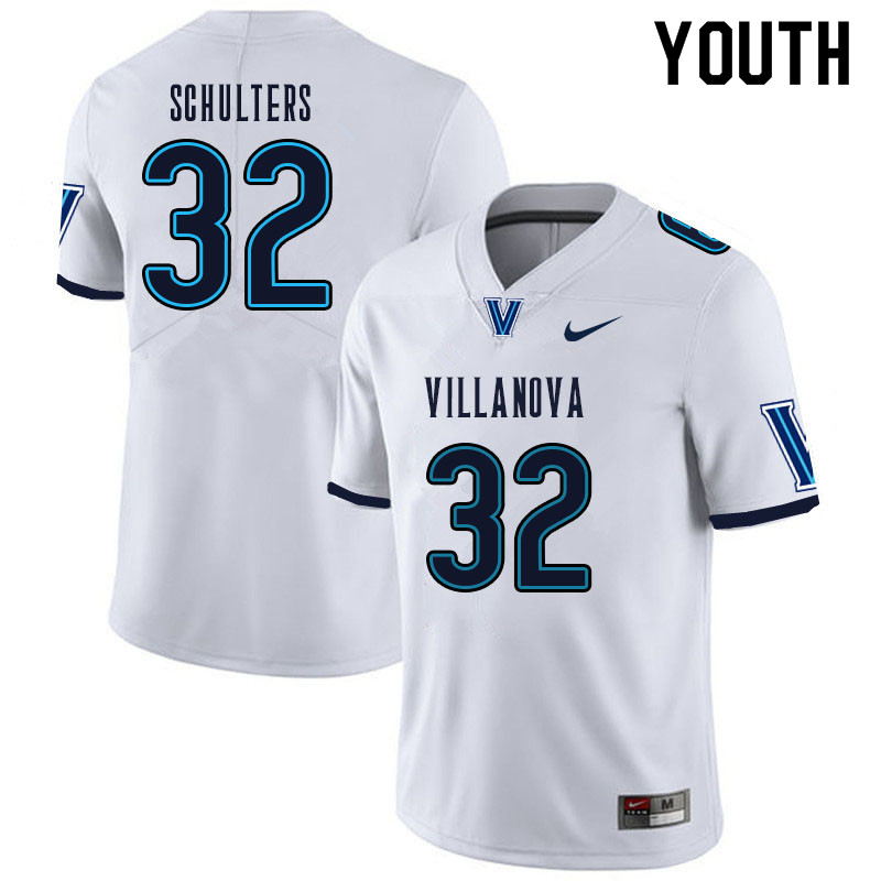 Youth #32 Kshawn Schulters Villanova Wildcats College Football Jerseys Sale-White - Click Image to Close